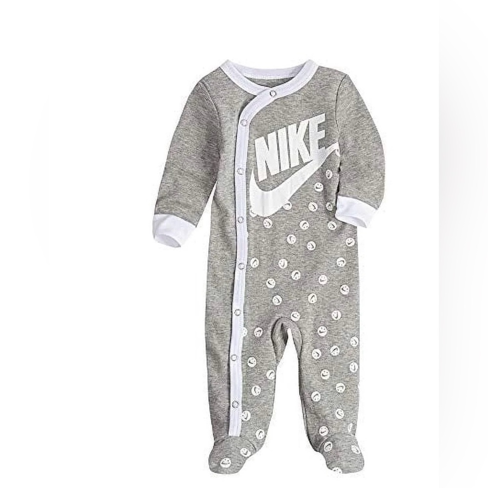 Nike Gray and White Kids One Piece Footie